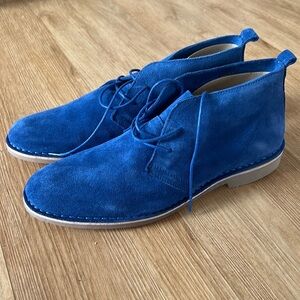 Blue Suede Shoes Chukka Boots Casual Real Leather US size 10 Brand New